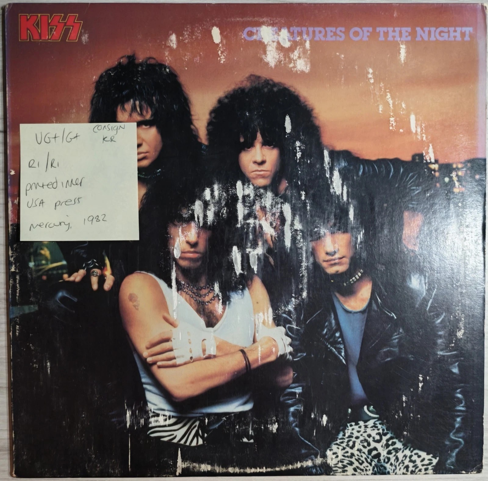 Kiss Creatures Of The Night Vinyl Record LP VG+/G+ NBLP 7270 1982 vinyl record sleeve Kiss Creatures Of The Night Vinyl Record LP VG+/G+ NBLP 7270 1982 vinyl record sleeve