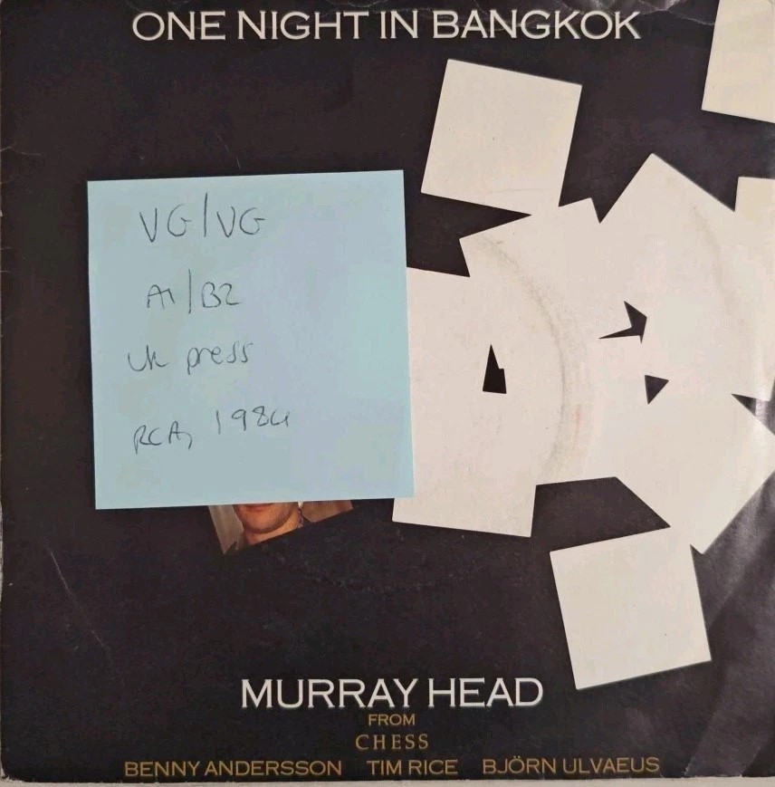 Murray Head One Night In Bangkok Vinyl Record 7" VG/VG PL70500 1984 sleeve Murray Head One Night In Bangkok Vinyl Record 7" VG/VG PL70500 1984 sleeve