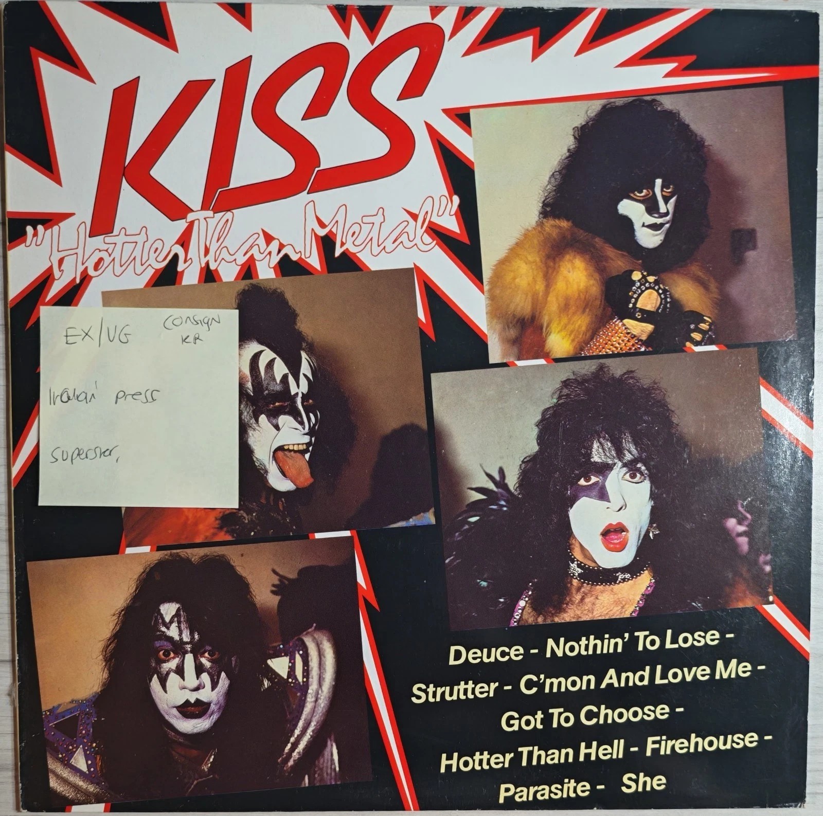 Kiss Hotter Than Metal Vinyl Record LP EX/VG SU-1023 1982 vinyl record sleeve Kiss Hotter Than Metal Vinyl Record LP EX/VG SU-1023 1982 vinyl record sleeve