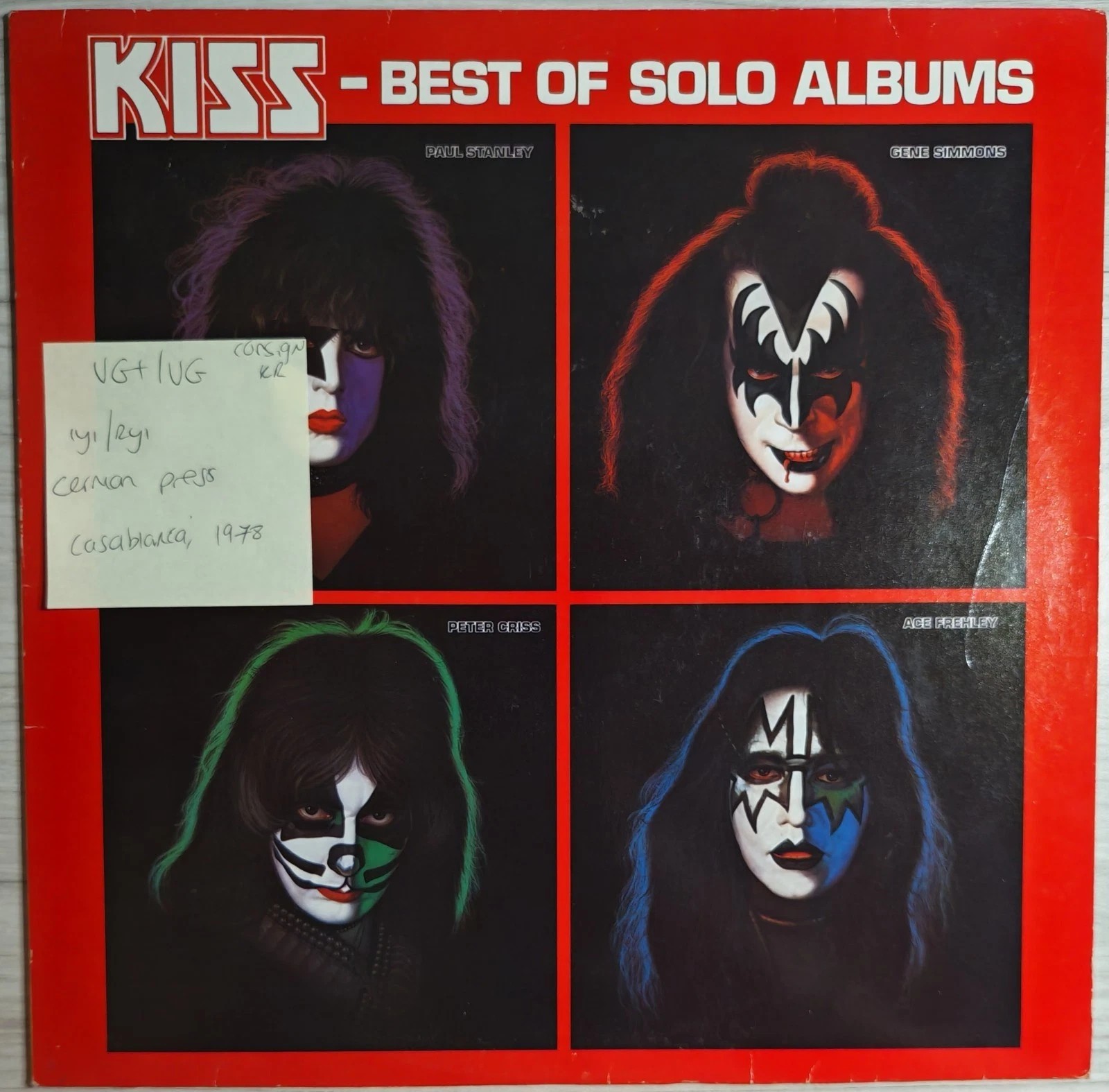 Kiss Best Of Solo Albums Vinyl Record LP VG+/VG 6302 060 1980 vinyl record sleeve Kiss Best Of Solo Albums Vinyl Record LP VG+/VG 6302 060 1980 vinyl record sleeve