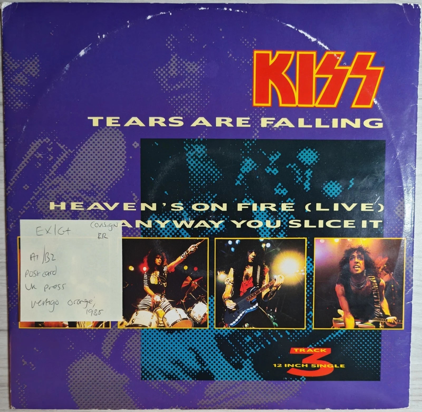 Kiss Tears Are Falling Vinyl Record 12" EX/G+ KISS 612 1985 sleeve Kiss Tears Are Falling Vinyl Record 12" EX/G+ KISS 612 1985 sleeve