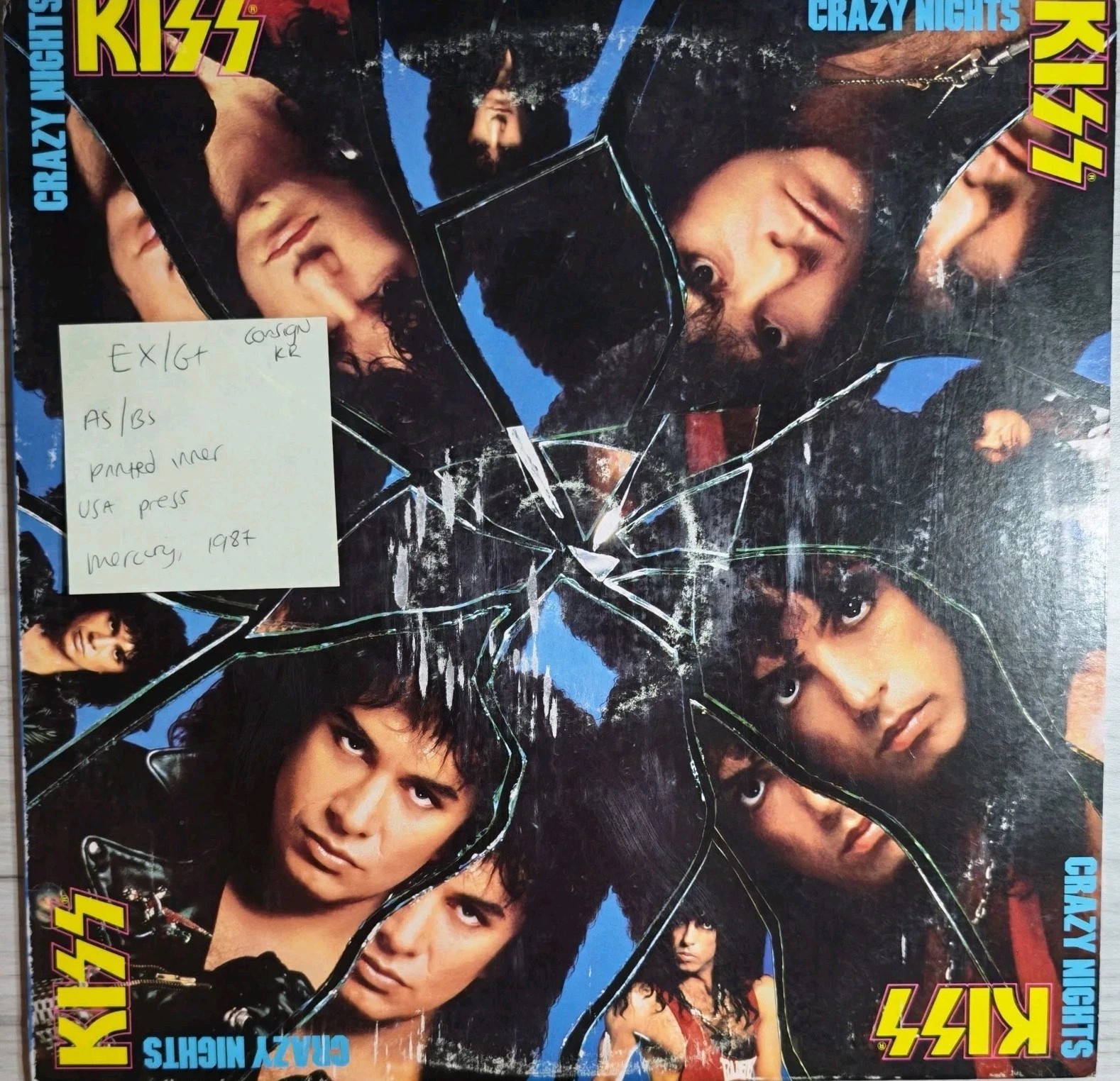Kiss Crazy Nights Vinyl Record LP EX/G+ 422-832626-1 1987 sleeve Kiss Crazy Nights Vinyl Record LP EX/G+ 422-832626-1 1987 sleeve