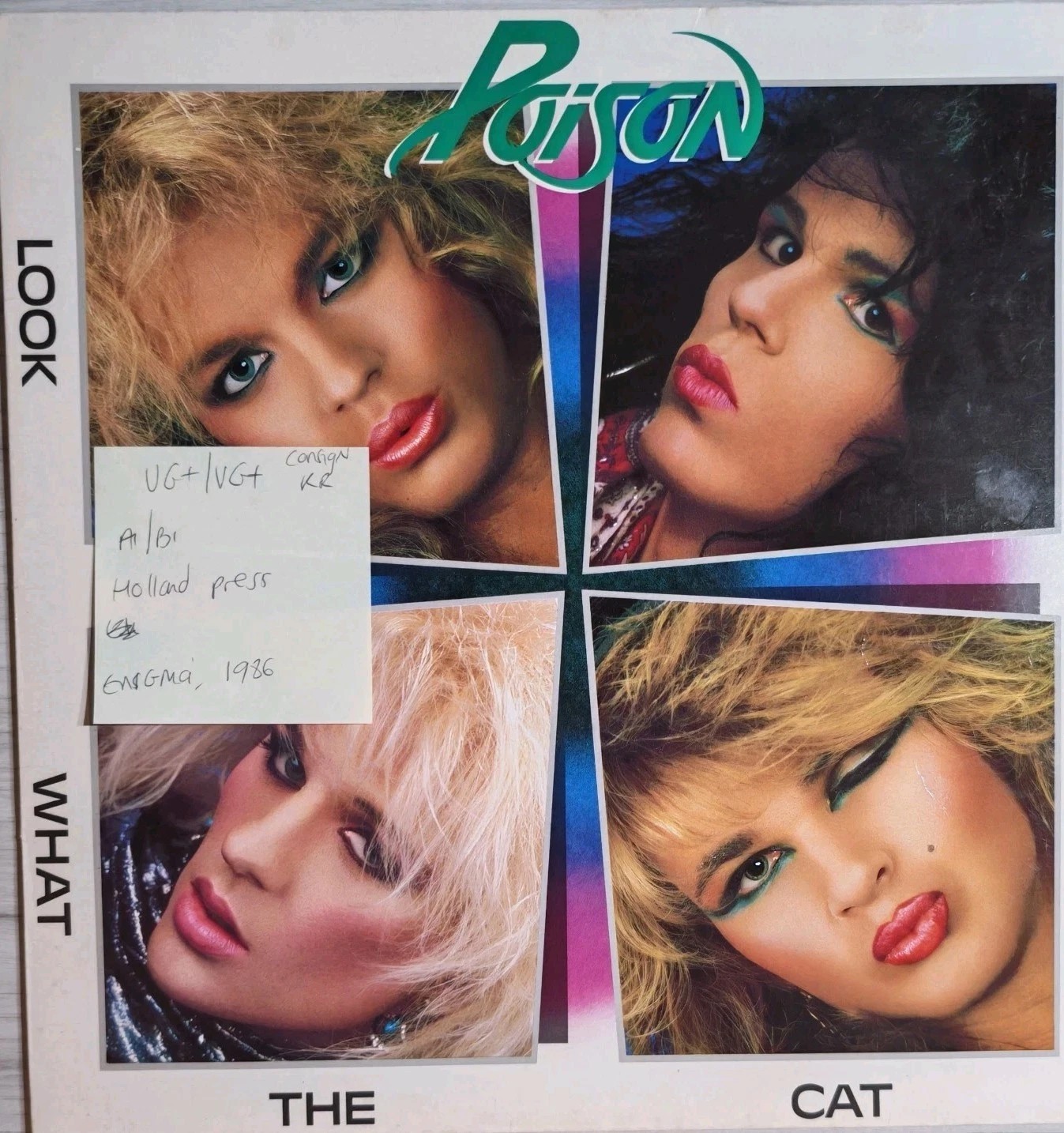 Poison Look What The Cat Dragged In Vinyl Record LP VG+/VG+ 3202-1 1986 vinyl record sleeve Poison Look What The Cat Dragged In Vinyl Record LP VG+/VG+ 3202-1 1986 vinyl record sleeve