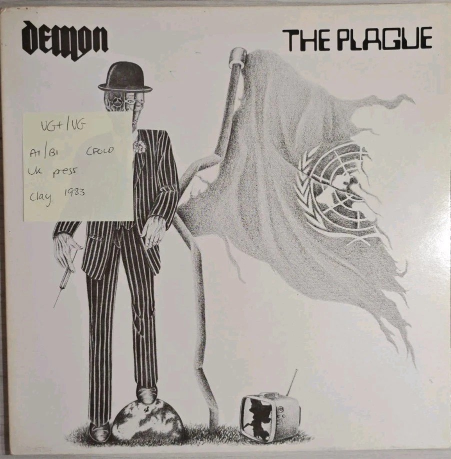 Demon The Plague Vinyl Record LP VG+/VG CLAYLP6 1983 sleeve Demon The Plague Vinyl Record LP VG+/VG CLAYLP6 1983 sleeve