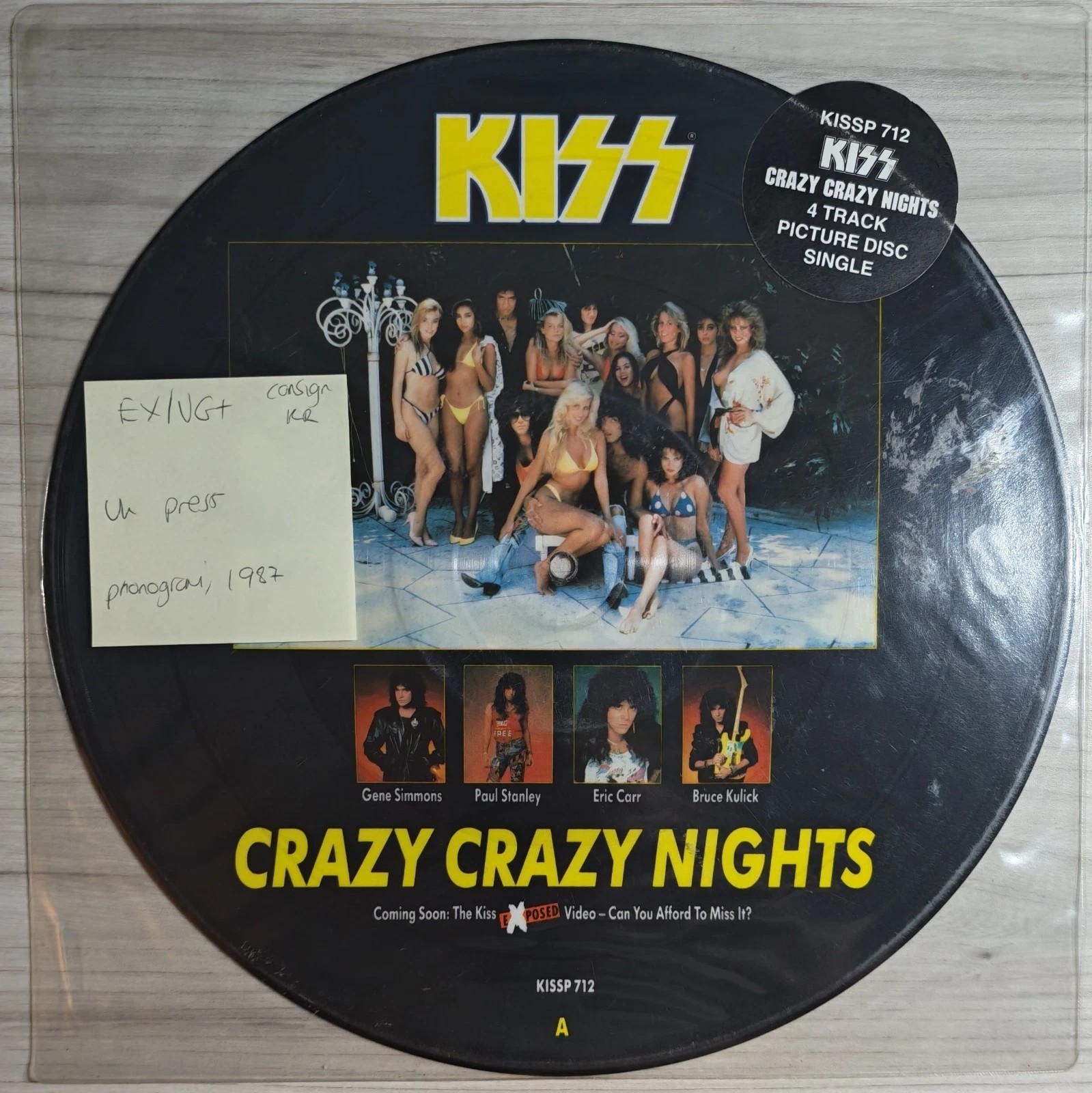 Kiss Crazy Crazy Nights Vinyl Record 12" EX/VG+ KISSP 712 1987 sleeve Kiss Crazy Crazy Nights Vinyl Record 12" EX/VG+ KISSP 712 1987 sleeve