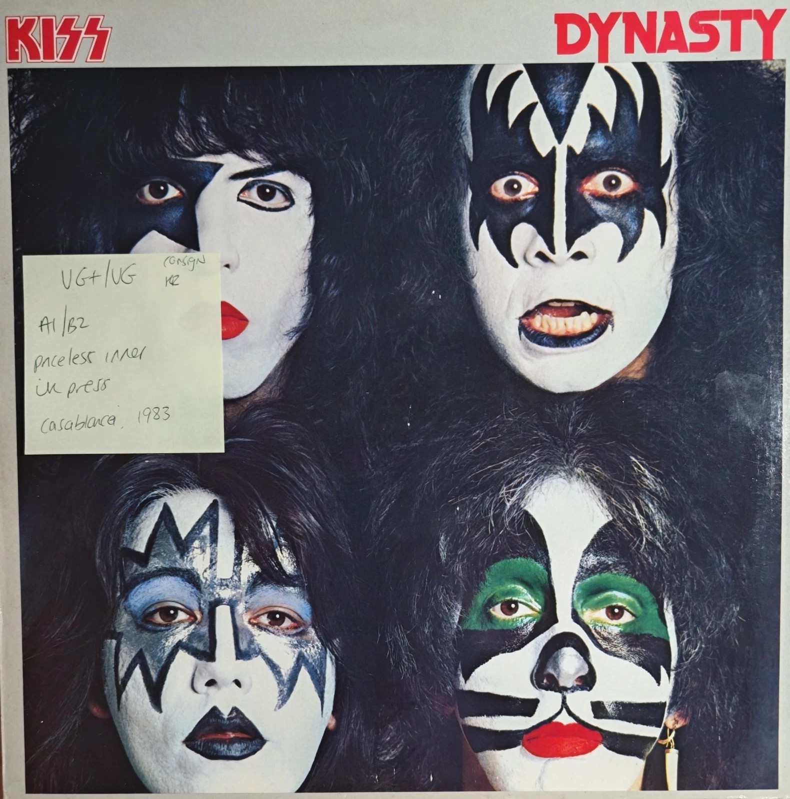 Kiss Dynasty Vinyl Record LP VG+/VG PRICE 42 1983 sleeve Kiss Dynasty Vinyl Record LP VG+/VG PRICE 42 1983 sleeve