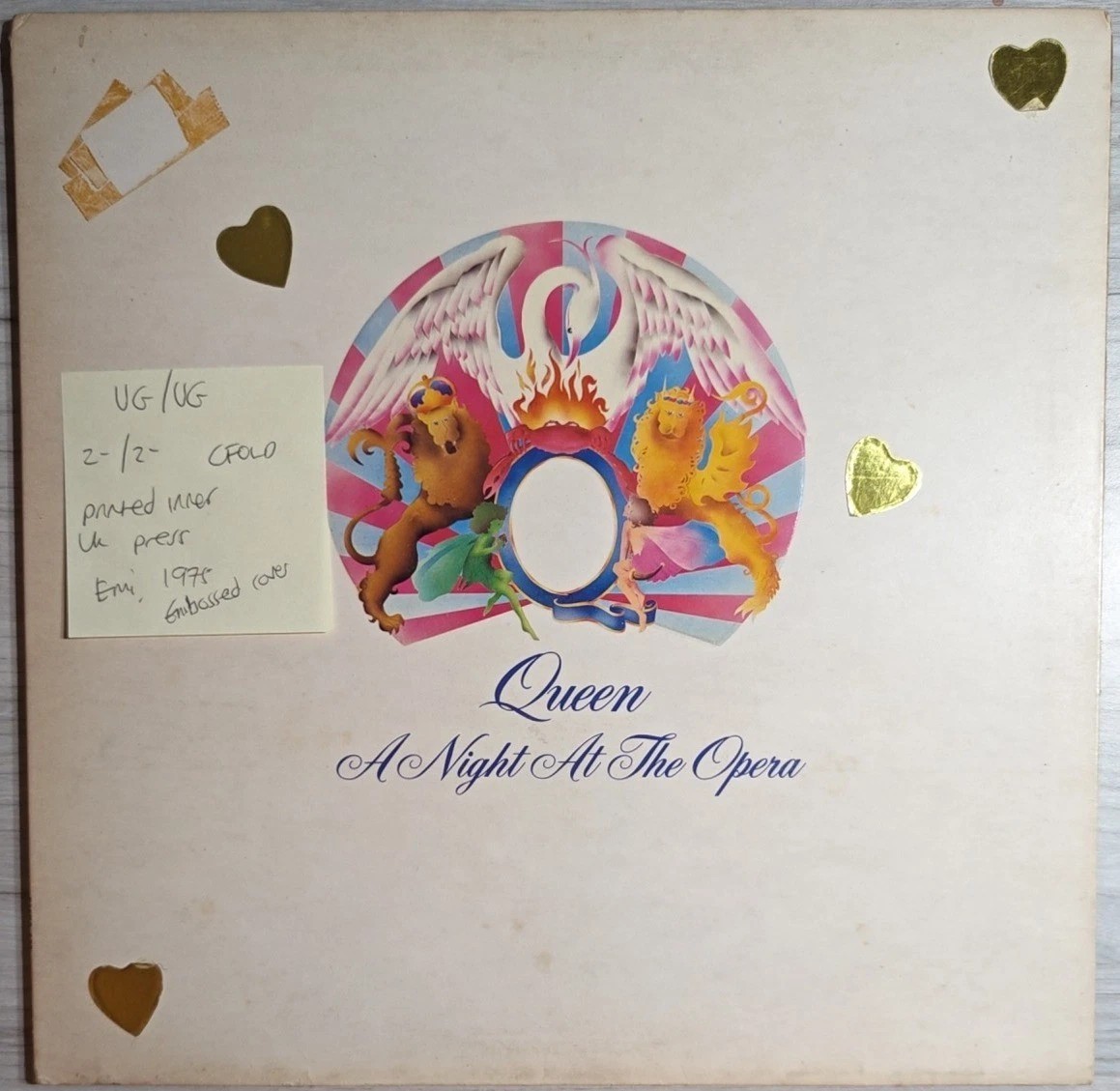 Queen A Night At The Opera Vinyl Record LP VG/VG EMTC 103 1975 sleeve Queen A Night At The Opera Vinyl Record LP VG/VG EMTC 103 1975 sleeve