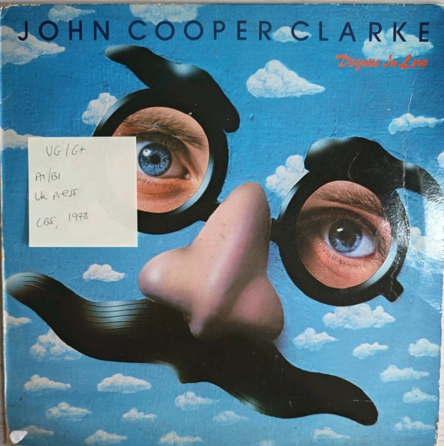 John Cooper Clarke Disguise In Love Vinyl Record LP VG/G+ CBS 83132 1978 sleeve John Cooper Clarke Disguise In Love Vinyl Record LP VG/G+ CBS 83132 1978 sleeve