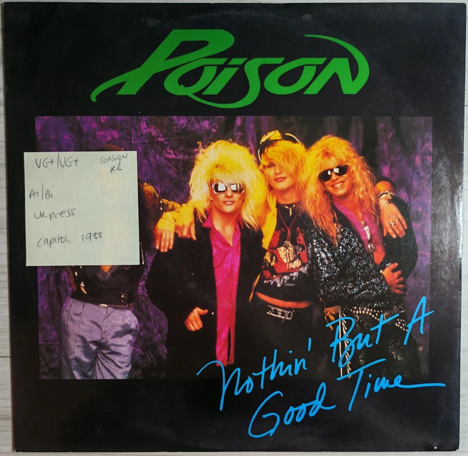Poison Nothin' But A Good Time Vinyl Record 12" VG+/VG+ 12CL 486 1988 vinyl record sleeve Poison Nothin' But A Good Time Vinyl Record 12" VG+/VG+ 12CL 486 1988 vinyl record sleeve