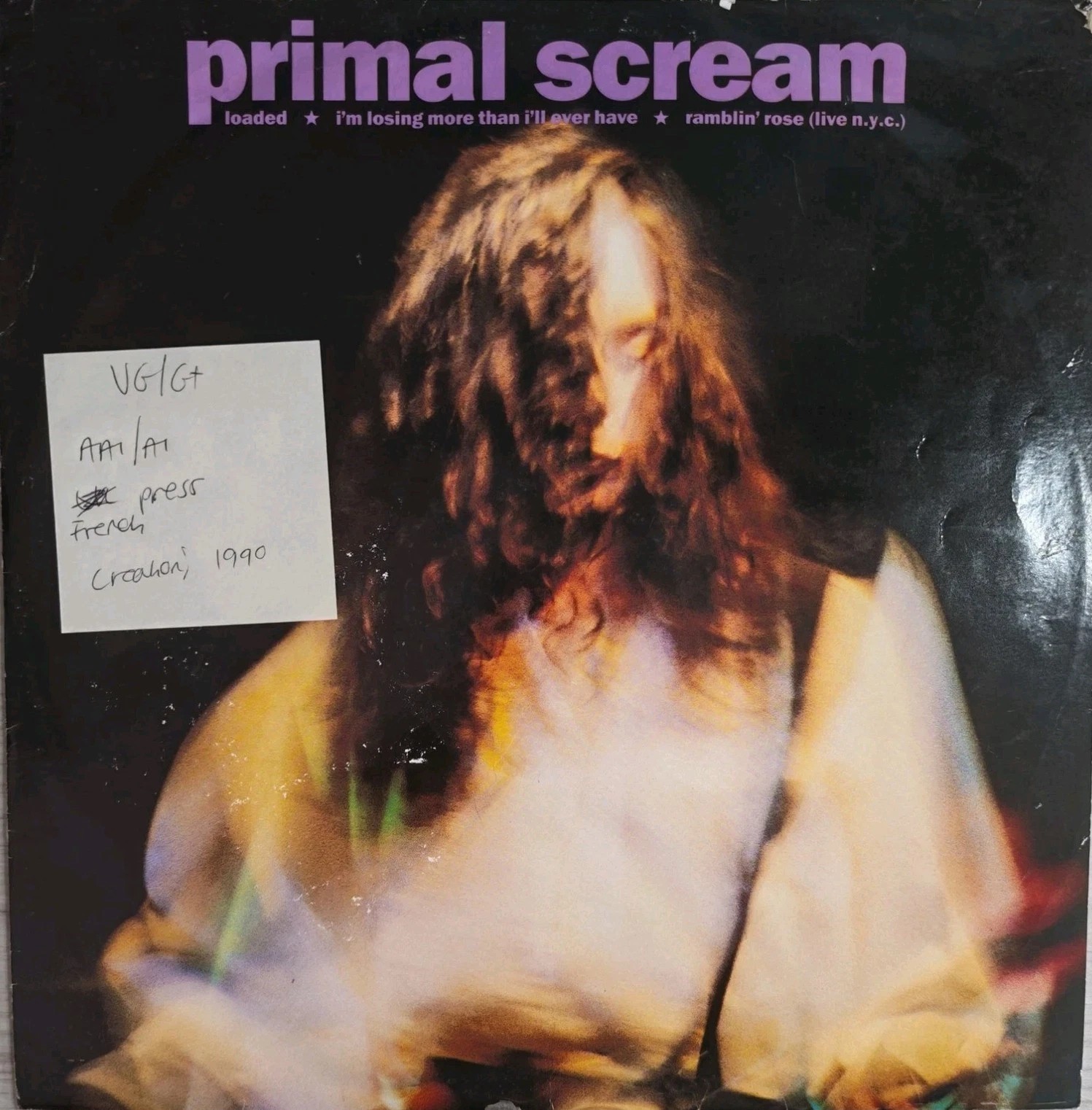 Primal Scream Loaded Vinyl Record 12" VG/G+ 80528 1990 sleeve Primal Scream Loaded Vinyl Record 12" VG/G+ 80528 1990 sleeve