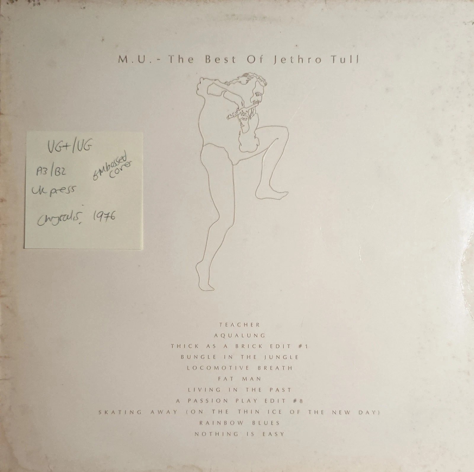 Jethro Tull M.U. The Best Of Vinyl Record LP VG+/VG CHR 1078 1976 vinyl record sleeve Jethro Tull M.U. The Best Of Vinyl Record LP VG+/VG CHR 1078 1976 vinyl record sleeve