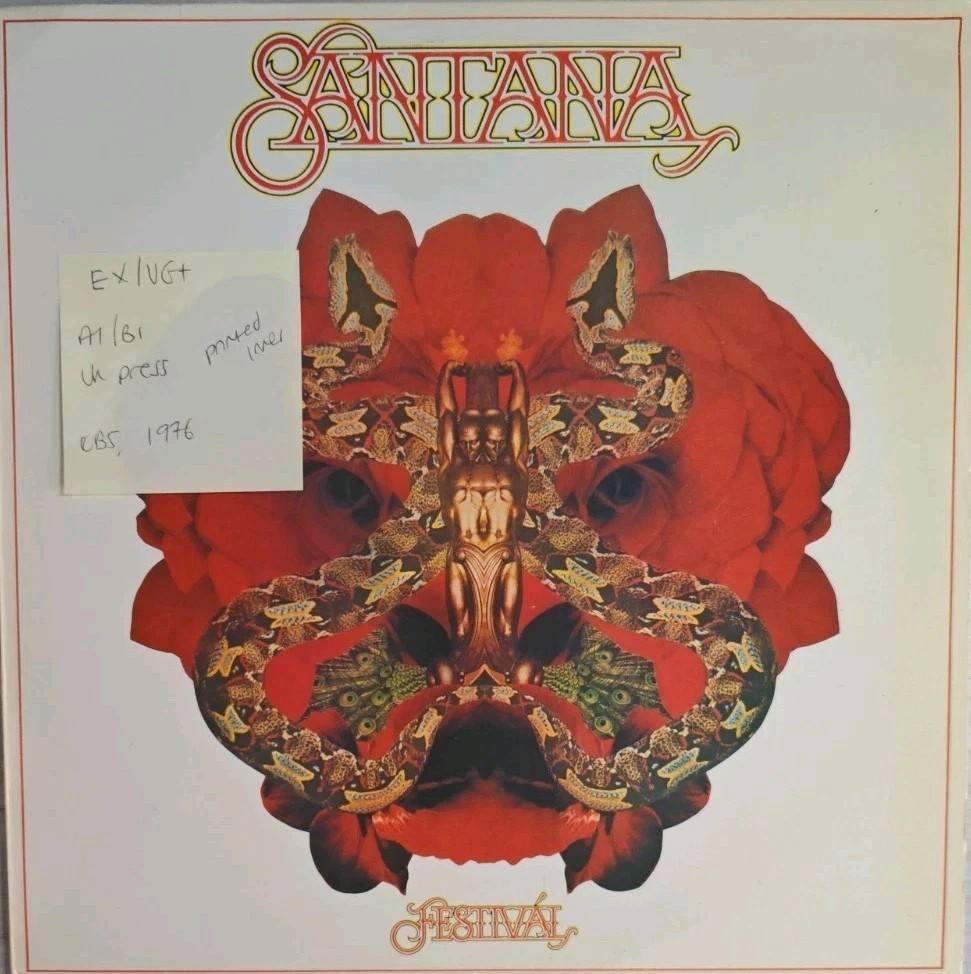 Santana Festival Vinyl Record LP EX/VG+ CBS 86020 1976 sleeve Santana Festival Vinyl Record LP EX/VG+ CBS 86020 1976 sleeve