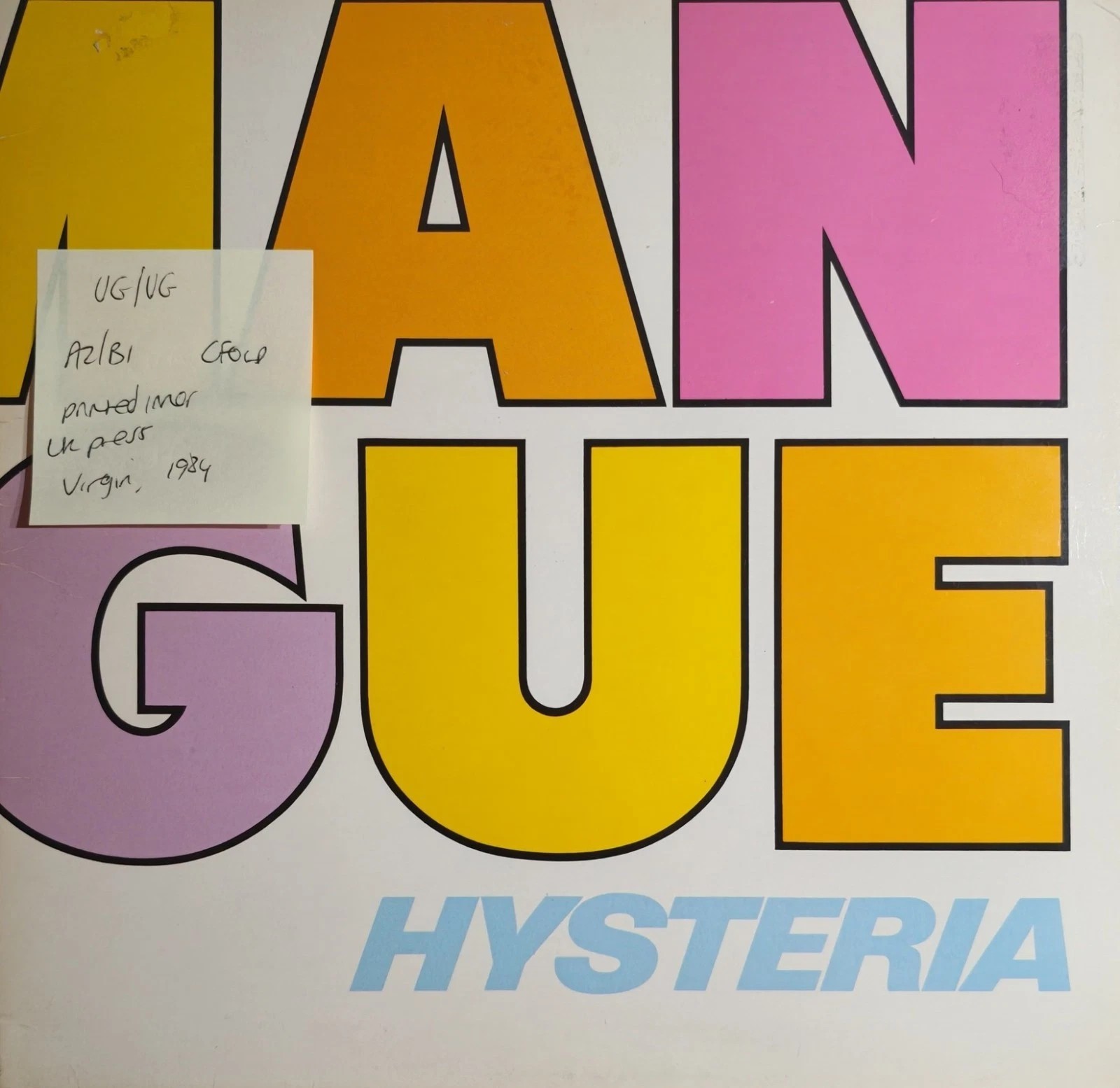 The Human League Hysteria Vinyl Record LP VG/VG V 2315 1984 sleeve The Human League Hysteria Vinyl Record LP VG/VG V 2315 1984 sleeve