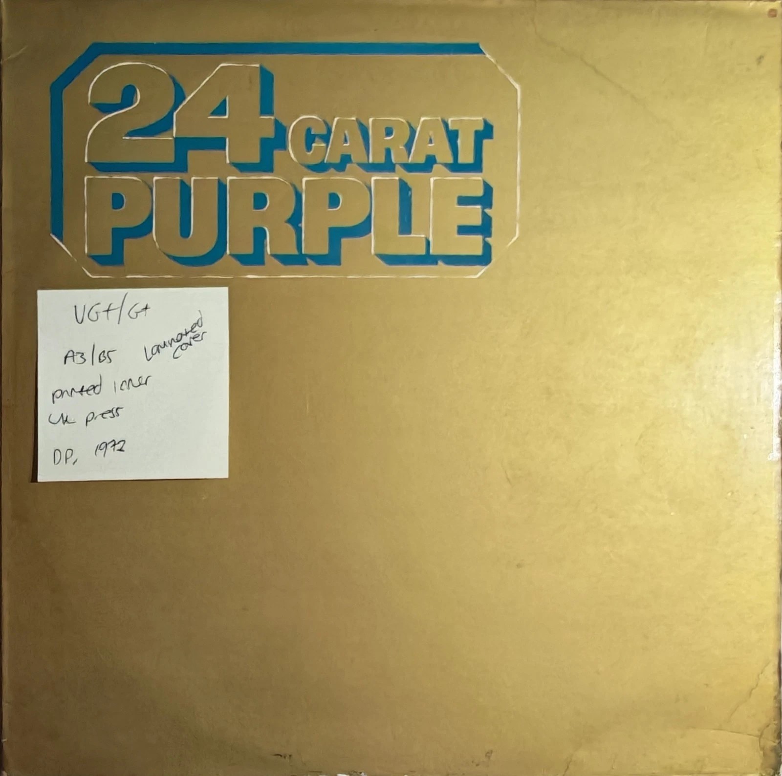 Deep Purple 24 Carat Purple Vinyl Record LP VG+/G+ TPSM 2002 1975 sleeve Deep Purple 24 Carat Purple Vinyl Record LP VG+/G+ TPSM 2002 1975 sleeve