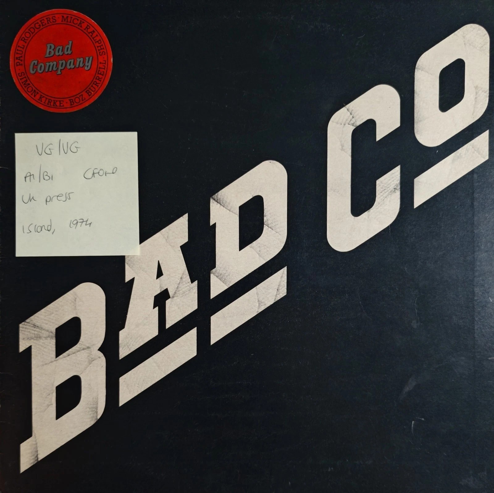 Bad Company Bad Co Vinyl Record LP VG/VG ILPS 9279 1974 sleeve Bad Company Bad Co Vinyl Record LP VG/VG ILPS 9279 1974 sleeve