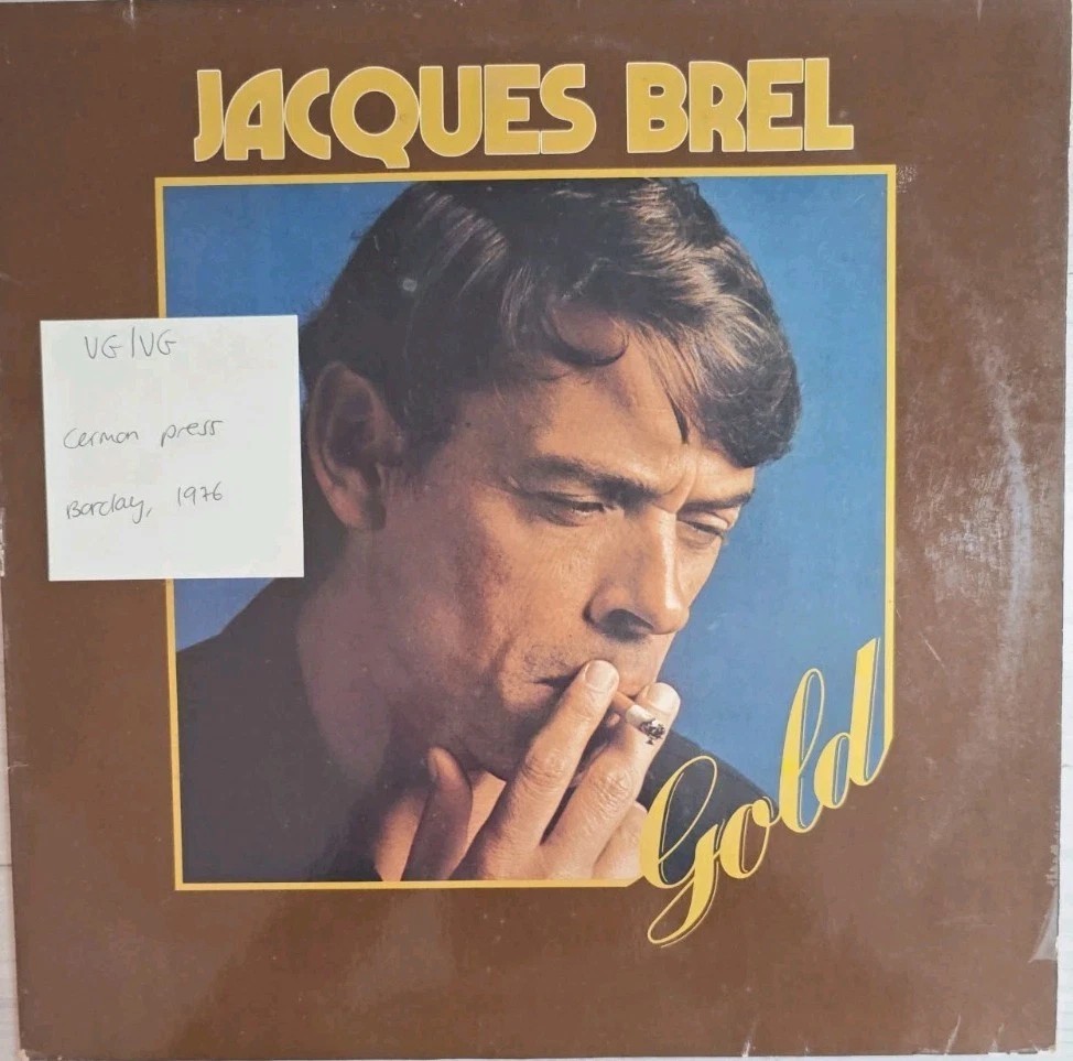 Jacques Brel Gold Vinyl Record VG/VG 66.002 1976 sleeve Jacques Brel Gold Vinyl Record VG/VG 66.002 1976 sleeve