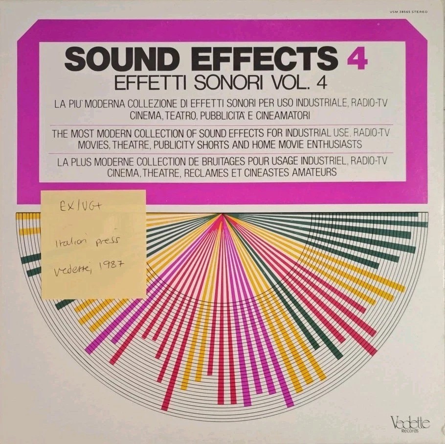 Various Sound Effects 4 Effetti Sonori Vol 4 Vinyl Record EX/VG+ VSM38565 1987 sleeve Various Sound Effects 4 Effetti Sonori Vol 4 Vinyl Record EX/VG+ VSM38565 1987 sleeve