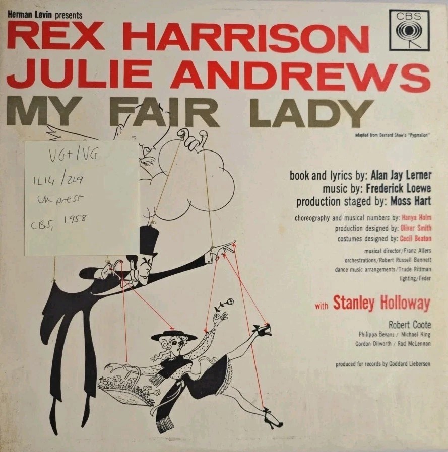 Harrison & Julie Andrews My Fair Lady Soundtrack Vinyl Record VG+/VG EPG 68001 sleeve Harrison & Julie Andrews My Fair Lady Soundtrack Vinyl Record VG+/VG EPG 68001 sleeve