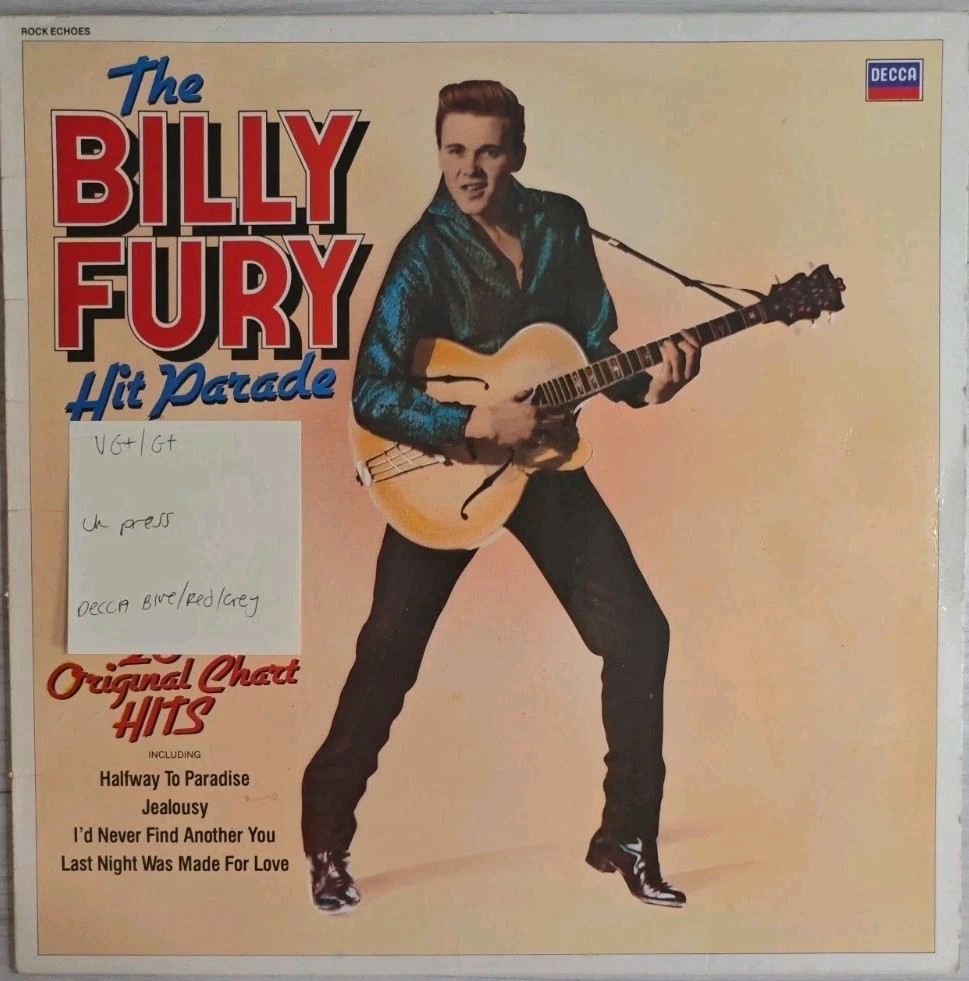 Billy Fury The Billy Fury Hit Parade Vinyl Record LP VG+/G+ TAB37 1982 sleeve Billy Fury The Billy Fury Hit Parade Vinyl Record LP VG+/G+ TAB37 1982 sleeve