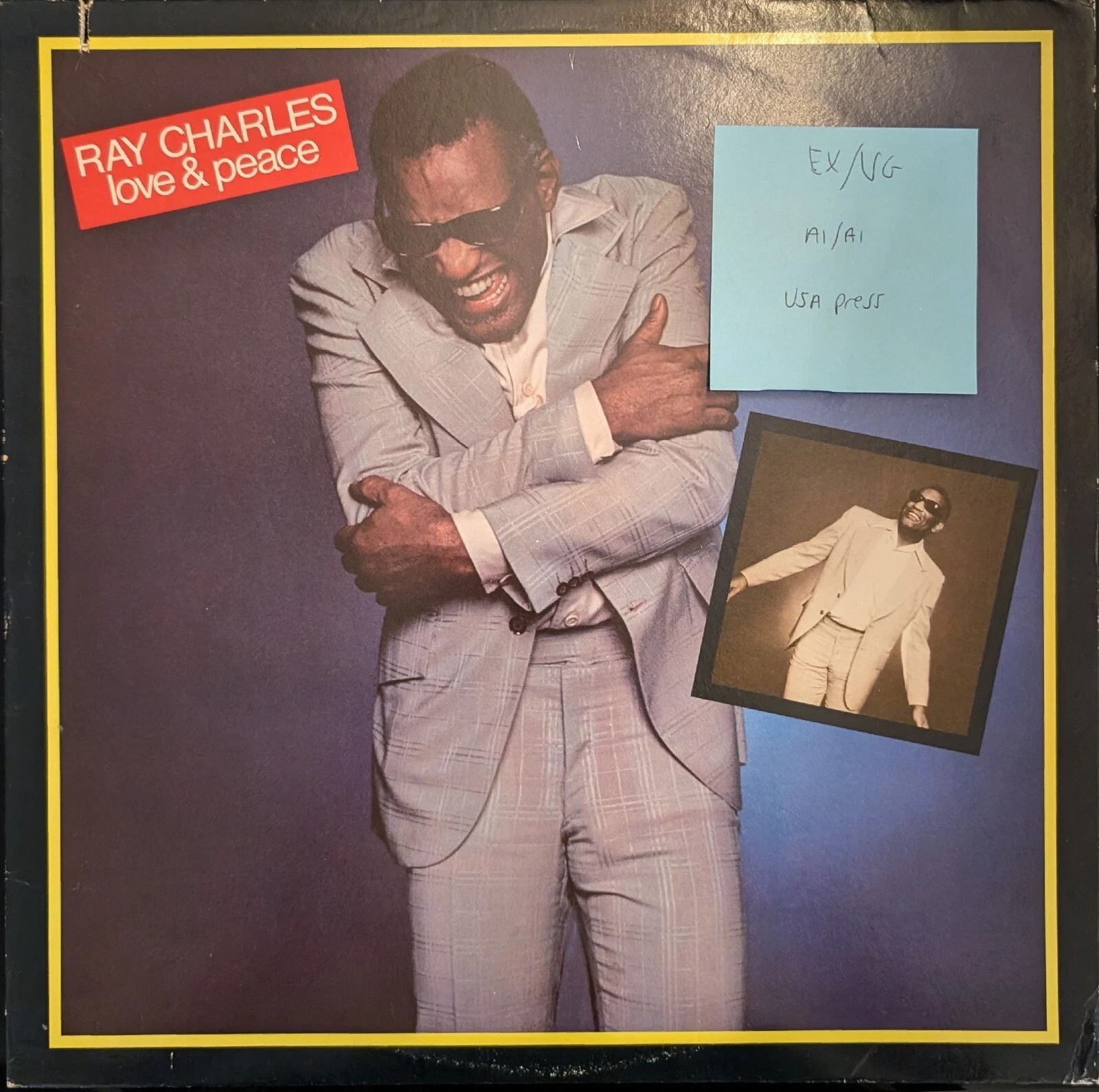 Ray Charles Love And Peace Vinyl Record LP EX/VG SD19199 1978 1st Press sleeve Ray Charles Love And Peace Vinyl Record LP EX/VG SD19199 1978 1st Press sleeve