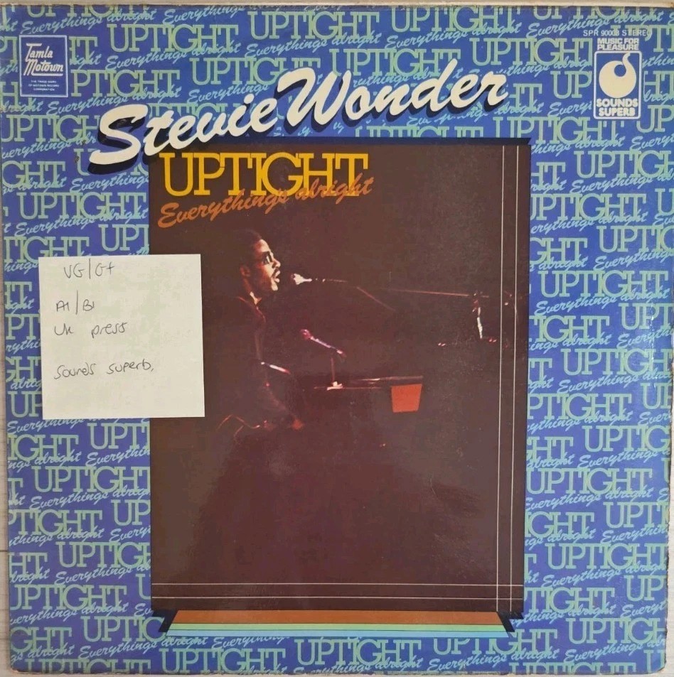 Stevie Wonder Uptight Everything's Alright Vinyl Record LP VG/G+ SPR90003 1973 sleeve Stevie Wonder Uptight Everything's Alright Vinyl Record LP VG/G+ SPR90003 1973 sleeve