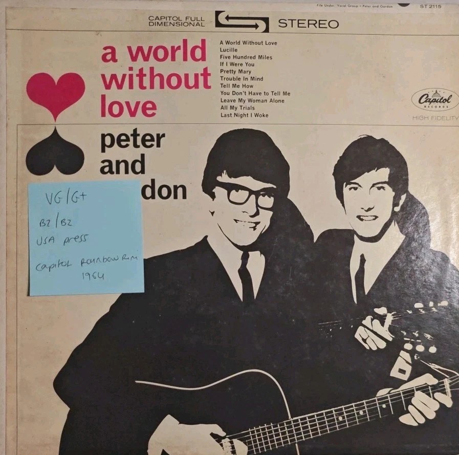 Peter And Gordon A World Without Love Vinyl Record LP VG/G+ ST2115 1964 sleeve Peter And Gordon A World Without Love Vinyl Record LP VG/G+ ST2115 1964 sleeve