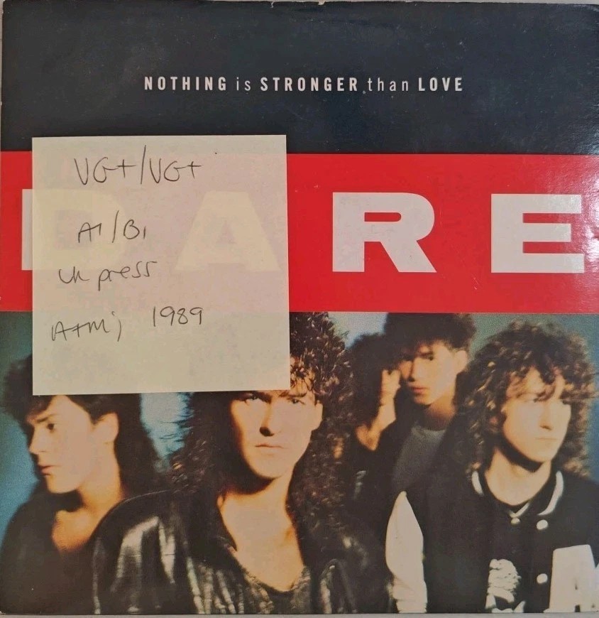 Dare Nothing Is Stronger Than Love Vinyl Record 7" VG+/VG+ AM493 1989 sleeve Dare Nothing Is Stronger Than Love Vinyl Record 7" VG+/VG+ AM493 1989 sleeve