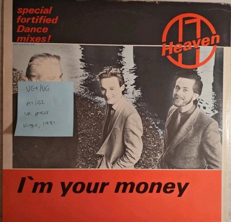 Heaven 17 I'm Your Money Vinyl Record 12" VG+/VG VS41712 1981 sleeve Heaven 17 I'm Your Money Vinyl Record 12" VG+/VG VS41712 1981 sleeve