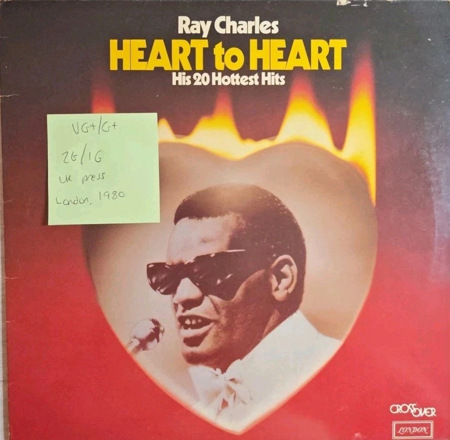 Ray Charles Heart To Heart Vinyl Record LP VG+/G+ RAYTV1 1980 sleeve Ray Charles Heart To Heart Vinyl Record LP VG+/G+ RAYTV1 1980 sleeve