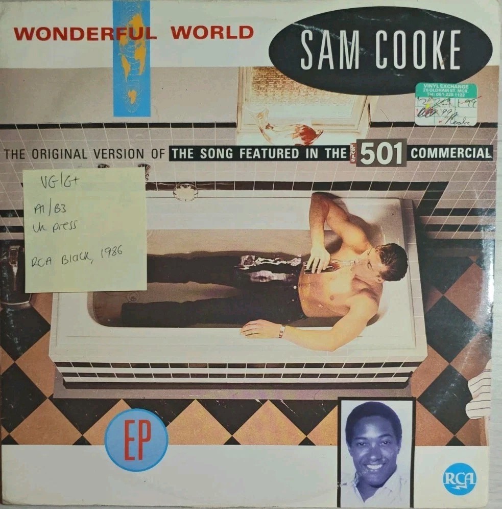 Sam Cooke Wonderful World Vinyl Record 12" VG/G+ PT 49872 1986 sleeve Sam Cooke Wonderful World Vinyl Record 12" VG/G+ PT 49872 1986 sleeve