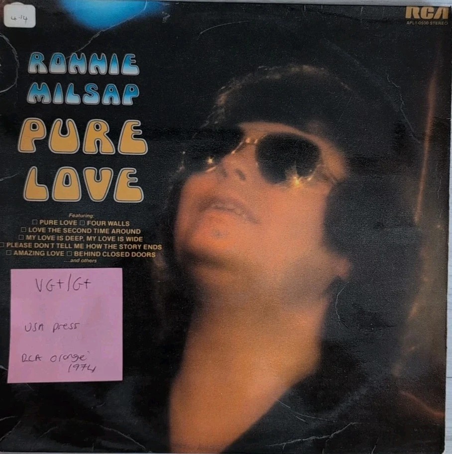 Ronnie Milsap Pure Love Vinyl Record LP VG+/G+ APL1-0500 1974 sleeve Ronnie Milsap Pure Love Vinyl Record LP VG+/G+ APL1-0500 1974 sleeve