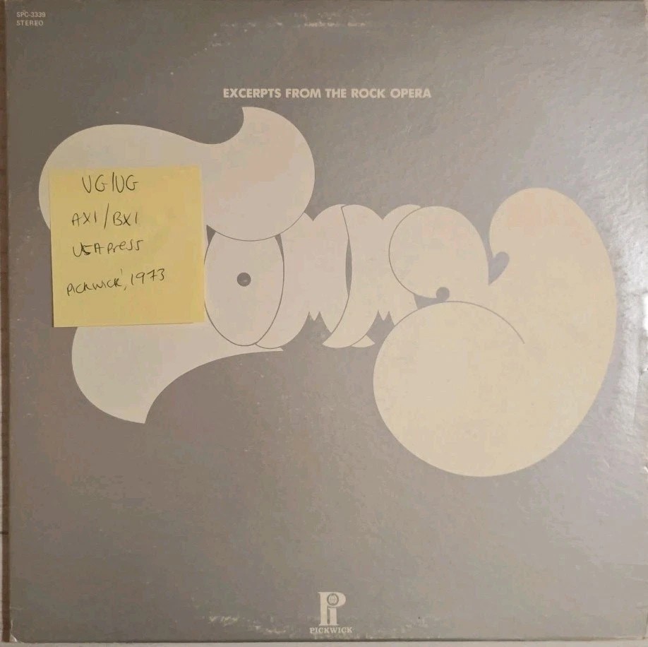 Various Tommy Excerpts From The Rock Opera Vinyl Record VG/VG SPC3339 1973 sleeve Various Tommy Excerpts From The Rock Opera Vinyl Record VG/VG SPC3339 1973 sleeve
