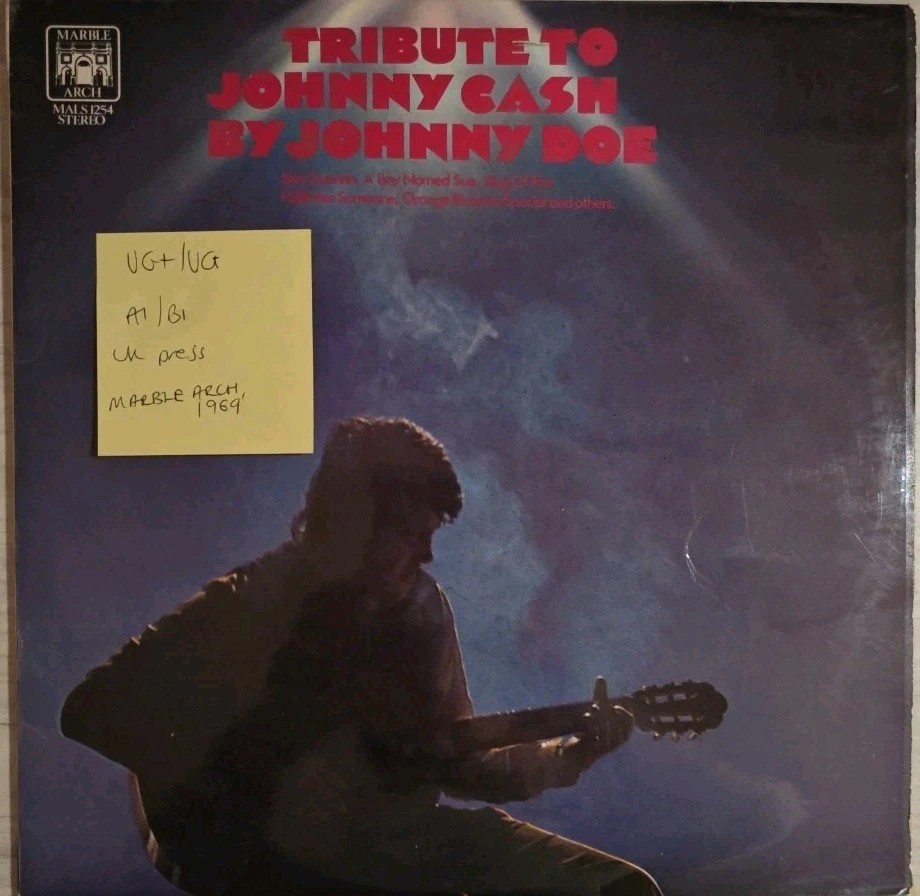 Johnny Doe Tribute To Johnny Cash Vinyl Record LP VG+/VG MALS1254 1969 sleeve Johnny Doe Tribute To Johnny Cash Vinyl Record LP VG+/VG MALS1254 1969 sleeve