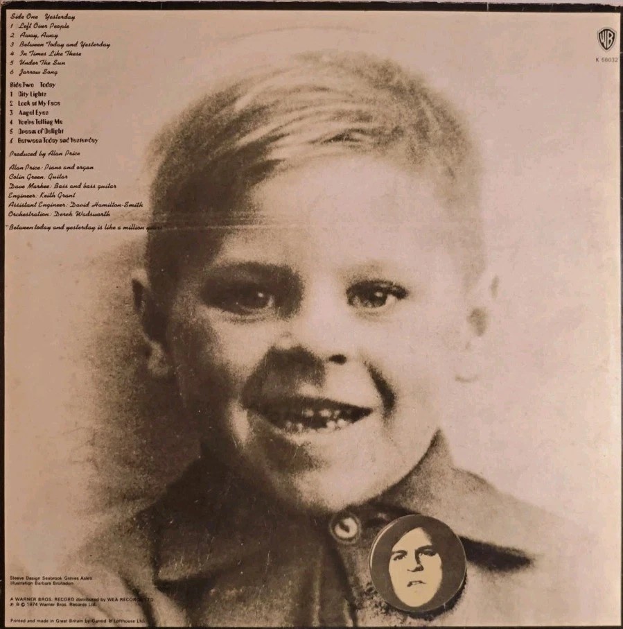 Alan Price Between Today & Yesterday Vinyl Record LP VG+/VG K 56032 1974 sleeve Alan Price Between Today & Yesterday Vinyl Record LP VG+/VG K 56032 1974 sleeve