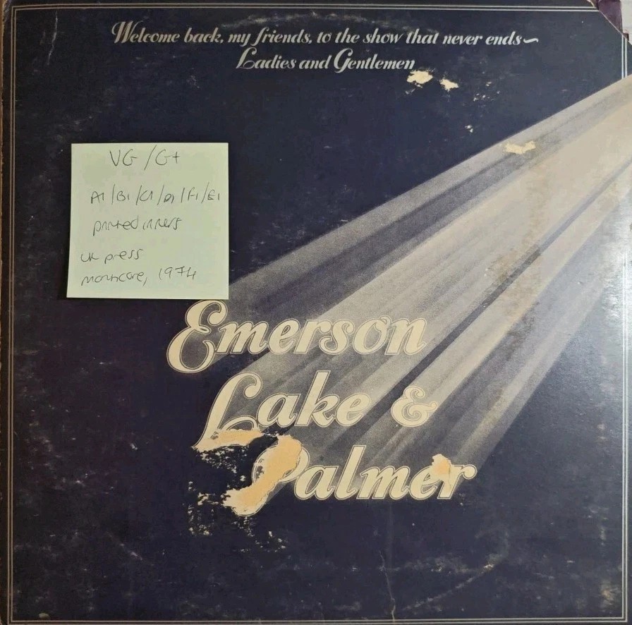 Emerson Lake & Palmer Ladies & Gentlemen Vinyl Record VG/G+ K63500 1974 sleeve Emerson Lake & Palmer Ladies & Gentlemen Vinyl Record VG/G+ K63500 1974 sleeve