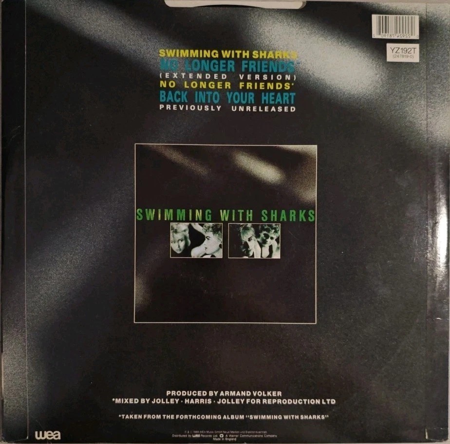 Swimming With Sharks No Longer Friends Vinyl Record 12" VG/VG YZ192T 1988 sleeve Swimming With Sharks No Longer Friends Vinyl Record 12" VG/VG YZ192T 1988 sleeve