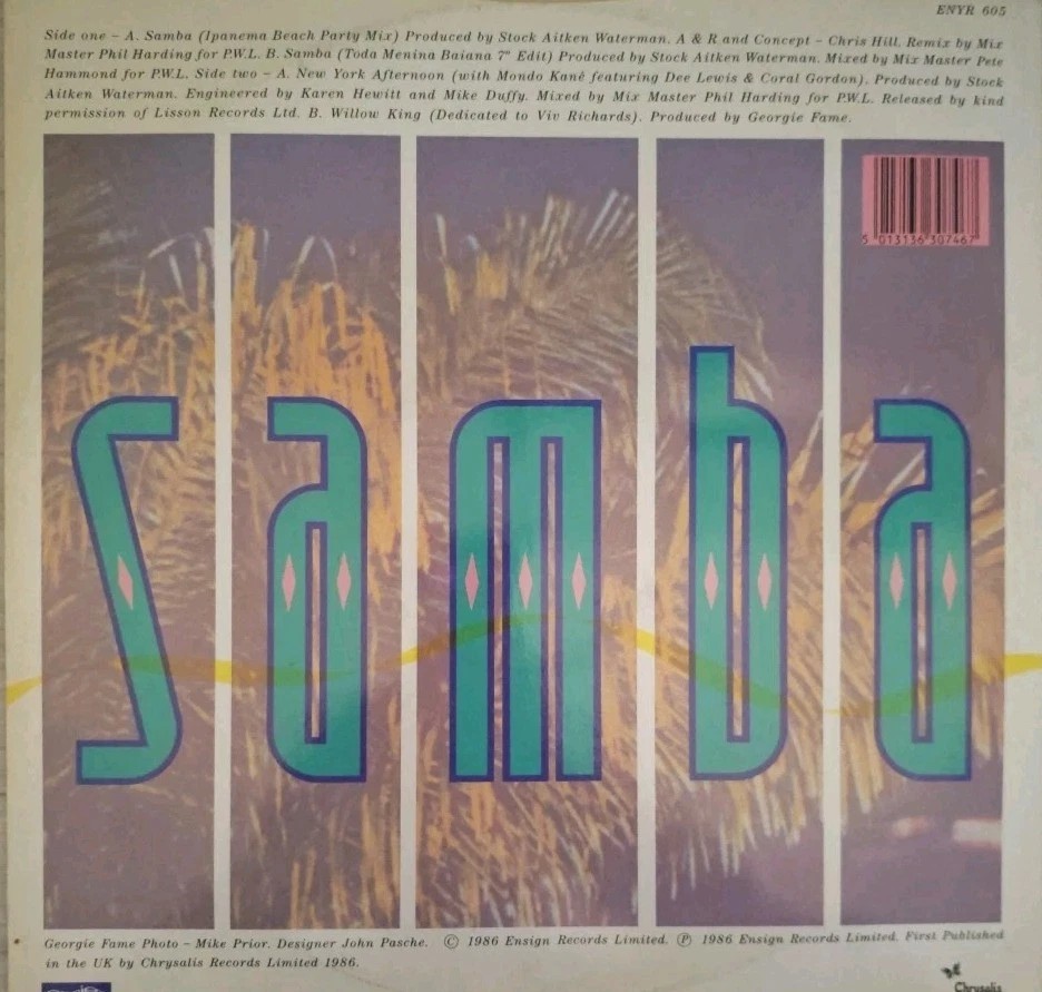 Georgie Fame Samba Vinyl Record 12" VG+/VG ENYR605 1986 sleeve Georgie Fame Samba Vinyl Record 12" VG+/VG ENYR605 1986 sleeve