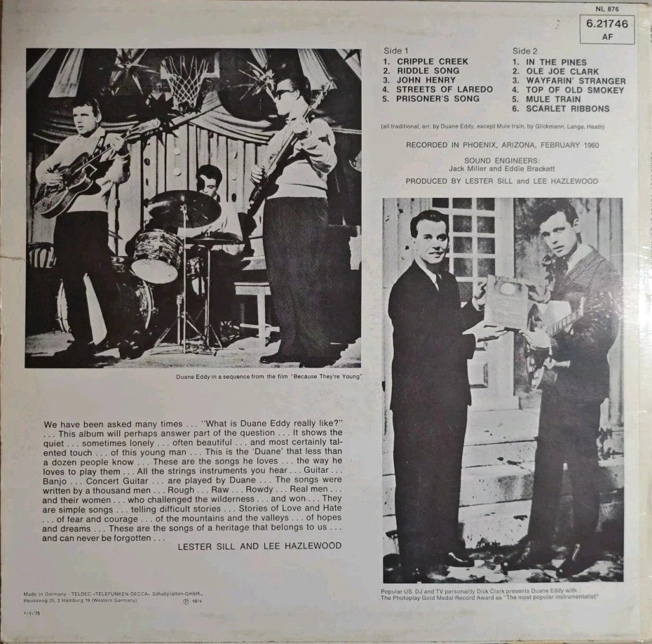 Duane Eddy Songs Of Our Heritage Vinyl Record LP VG+/VG+ NL876 1960 sleeve Duane Eddy Songs Of Our Heritage Vinyl Record LP VG+/VG+ NL876 1960 sleeve
