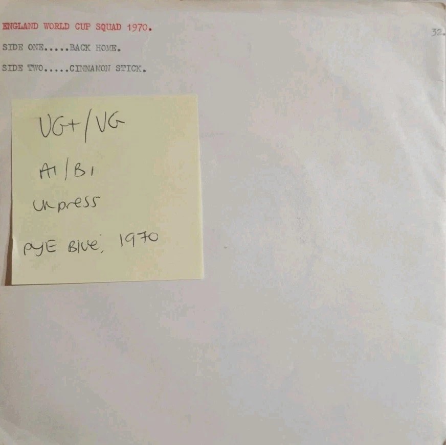 England World Cup Squad 1970 Vinyl Record VG+/VG 7N19720 1970 sleeve England World Cup Squad 1970 Vinyl Record VG+/VG 7N19720 1970 sleeve