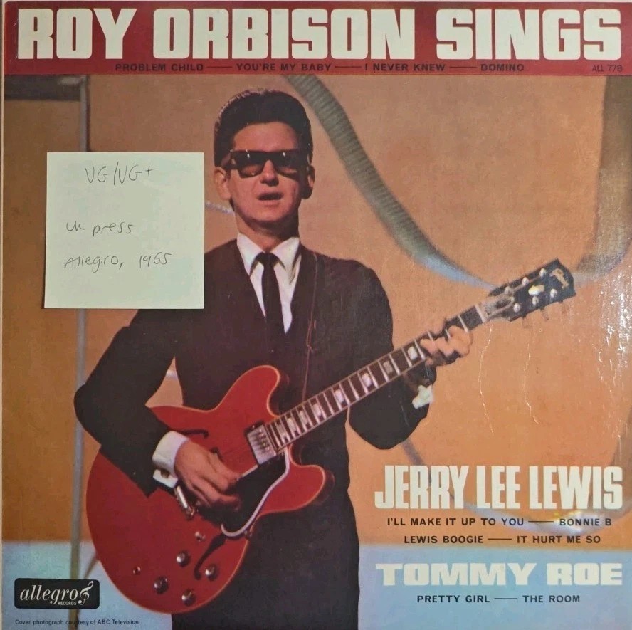Roy Orbison Sings (Jerry Lee Lewis & Tommy Roe) Vinyl Record VG/VG+ ALL 778 1965 sleeve Roy Orbison Sings (Jerry Lee Lewis & Tommy Roe) Vinyl Record VG/VG+ ALL 778 1965 sleeve