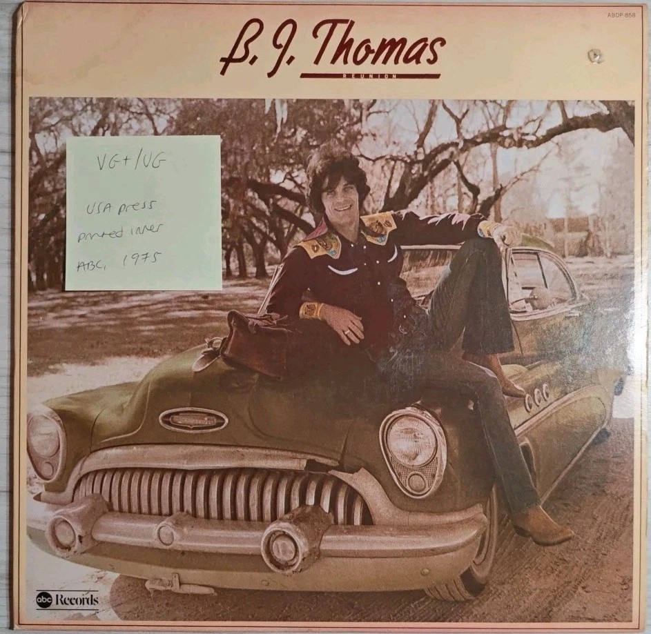 B.J. Thomas Reunion Vinyl Record LP VG+/VG ABDP-858 1975 sleeve B.J. Thomas Reunion Vinyl Record LP VG+/VG ABDP-858 1975 sleeve