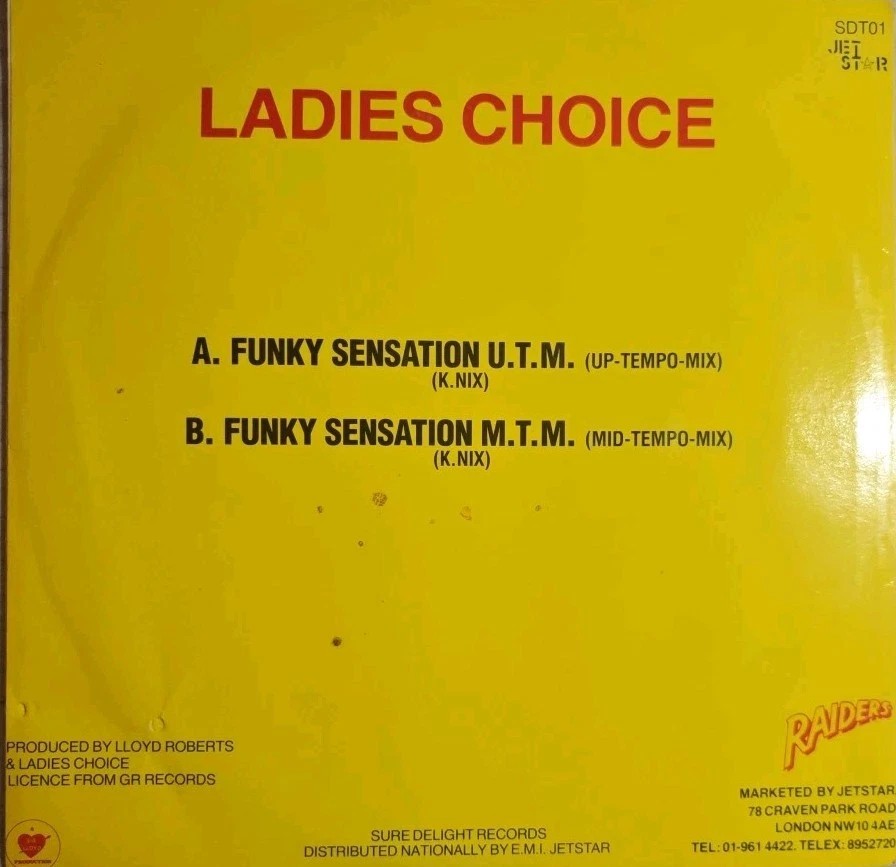 Ladies Choice Funky Sensation Vinyl Record 12" VG/VG SDT01 1986 sleeve Ladies Choice Funky Sensation Vinyl Record 12" VG/VG SDT01 1986 sleeve