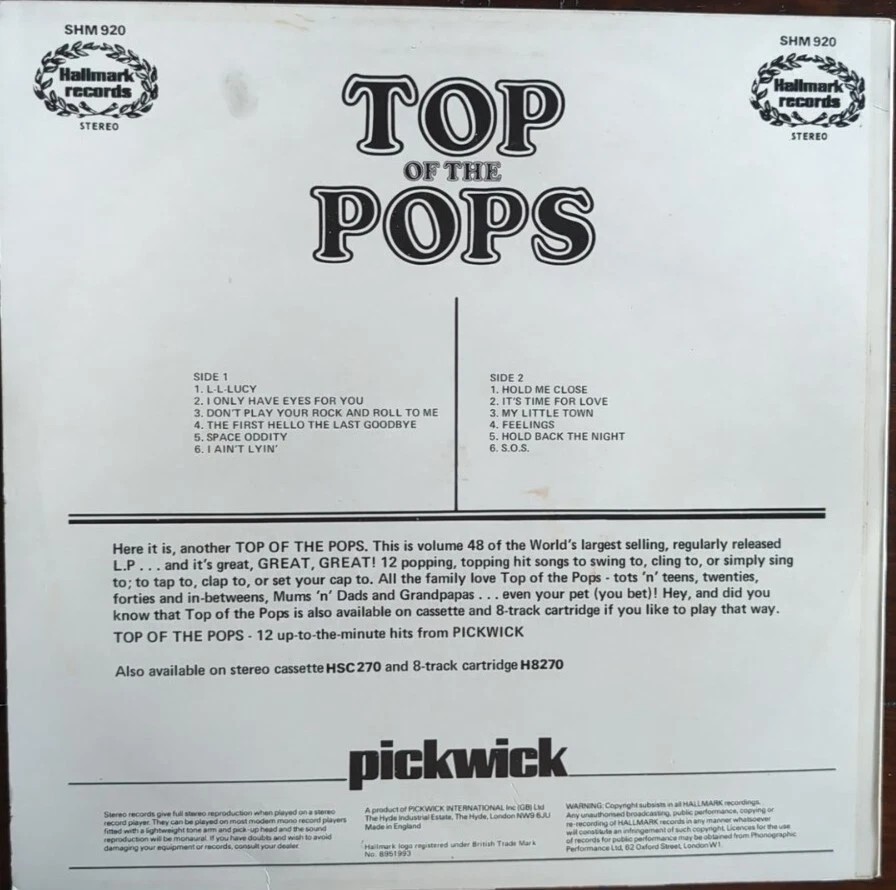 The Top Of The Pops Volume 48 Vinyl Record VG/VG SHM920 1975 1st Press sleeve The Top Of The Pops Volume 48 Vinyl Record VG/VG SHM920 1975 1st Press sleeve