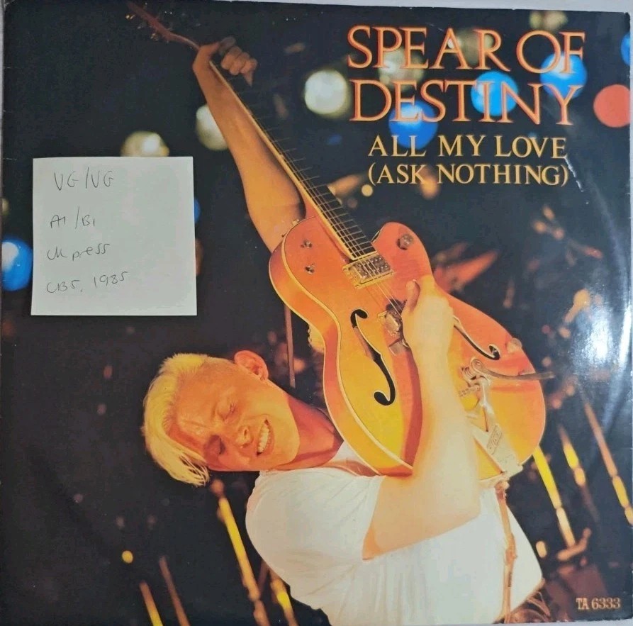 Spear Of Destiny All My Love (Ask Nothing) Vinyl Record 12" VG/VG TA6333 1985 sleeve Spear Of Destiny All My Love (Ask Nothing) Vinyl Record 12" VG/VG TA6333 1985 sleeve
