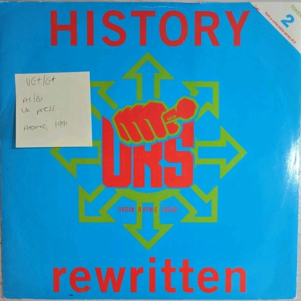 URS History Rewritten Vinyl Record 12" VG+/G+ WNRT766 1991 sleeve URS History Rewritten Vinyl Record 12" VG+/G+ WNRT766 1991 sleeve