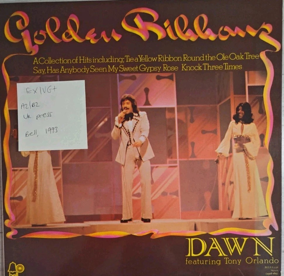 Dawn Feat Tony Orlando Golden Ribbons Vinyl Record EX/VG+ Bells 236 1973 sleeve Dawn Feat Tony Orlando Golden Ribbons Vinyl Record EX/VG+ Bells 236 1973 sleeve