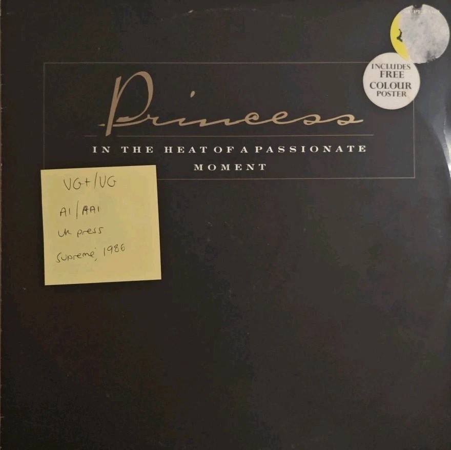 Princess In The Heat Of A Passionate Moment Vinyl Record VG+/VG SUPET109 1986 sleeve Princess In The Heat Of A Passionate Moment Vinyl Record VG+/VG SUPET109 1986 sleeve
