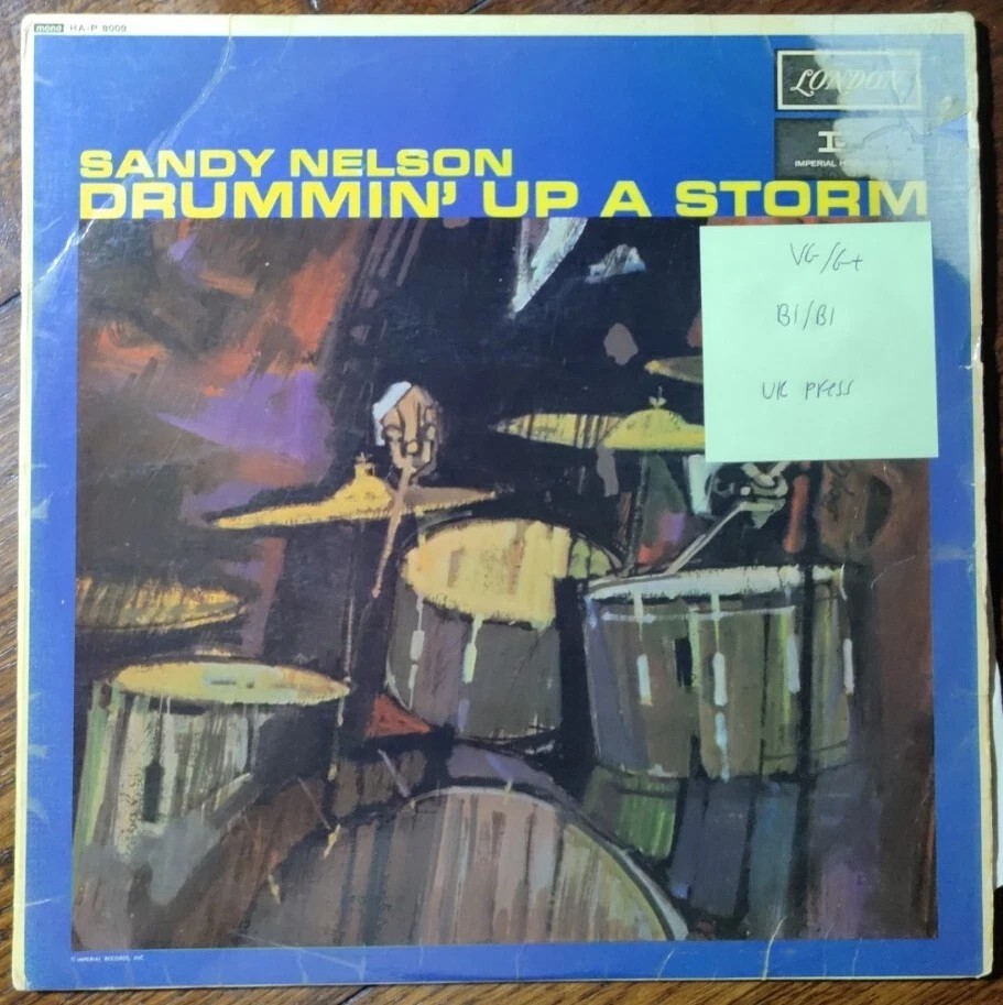 Sandy Nelson Drummin' Up A Storm Vinyl Records VG/G+ HAP8008 1st Press sleeve Sandy Nelson Drummin' Up A Storm Vinyl Records VG/G+ HAP8008 1st Press sleeve