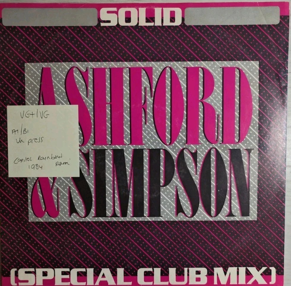 Ashford & Simpson Solid Vinyl Record 12" VG+/VG 12CL 345 1984 sleeve Ashford & Simpson Solid Vinyl Record 12" VG+/VG 12CL 345 1984 sleeve