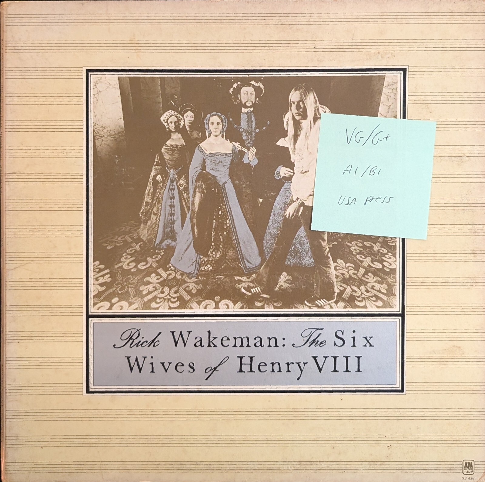 Rick Wakeman The Six Wives Of Henry VIII Vinyl Record VG/G+ AMLH 64361 1973 1st sleeve Rick Wakeman The Six Wives Of Henry VIII Vinyl Record VG/G+ AMLH 64361 1973 1st sleeve